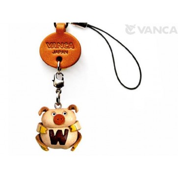 Pig W Leather Cellularphone Charm Alphabet