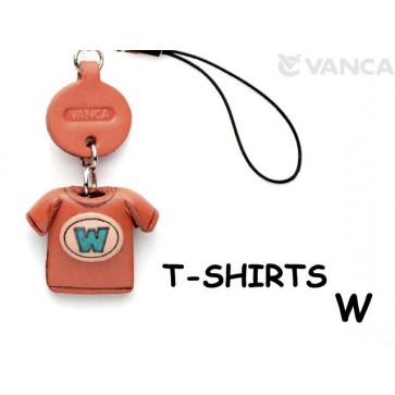 W(Blue) Japanese Leather Cellularphone Charm T-shirt 