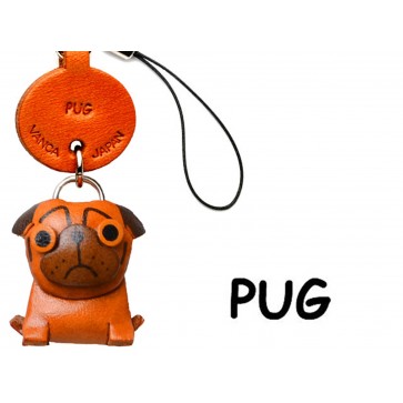 Pug Japanese Leather Cellularphone Charm #46751