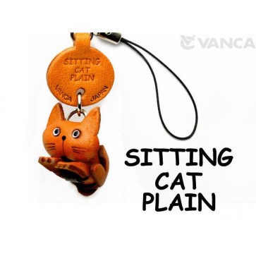 Sitting Japanese Leather Cellularphone Charm Cat