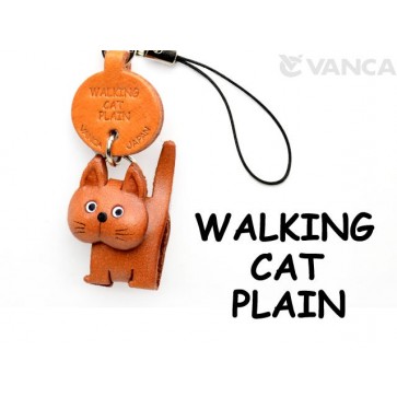 Walking Japanese Leather Cellularphone Charm Cat