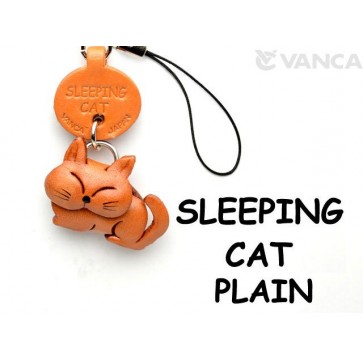 Sleeping Japanese Leather Cellularphone Charm Cat