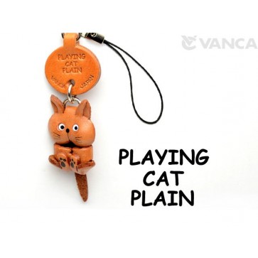 Playing Japanese Leather Cellularphone Charm Cat