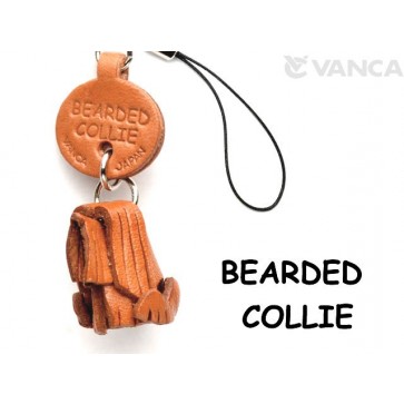 Bearded Collie Leather Cellularphone Charm