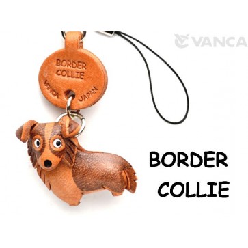 Border Collie Leather Cellularphone Charm