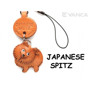 Japanese Spitz Leather Cellularphone Charm
