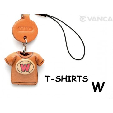 W(Red) Japanese Leather Cellularphone Charm T-shirt 