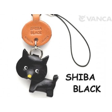 Shiba Dog Black Leather Cellularphone Charm #46759