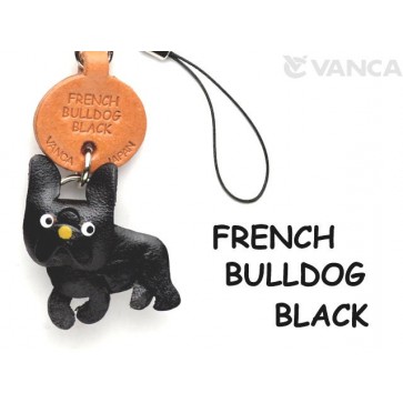 French Bulldog Black Leather Cellularphone Charm