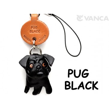 Pug Black Leather Cellularphone Charm #46752