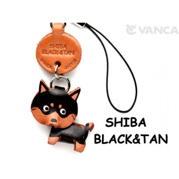 Shiba Dog Black&Tan Leather Cellularphone Charm #46777