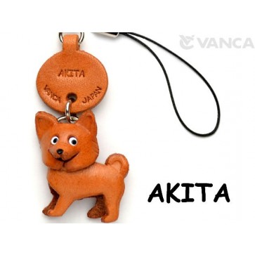 Akita Dog Leather Cellularphone Charm #46778