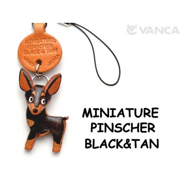 Mini Pinscher Black&Tan Leather Cellularphone Charm #46783