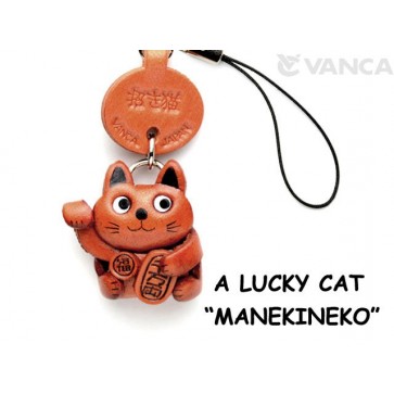 Lucky Cat Leather Cellularphone Charm
