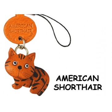 American Shorthair Japanese Leather Cellularphone Charm Cat