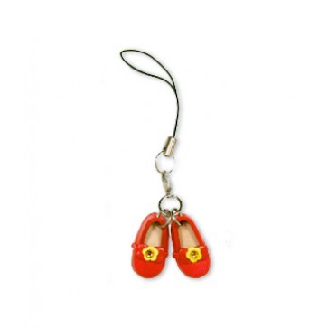 Red shoes with ribbon Leather cellular phone Charm