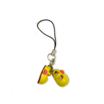 First shoes yellow Leather cellular phone Charm