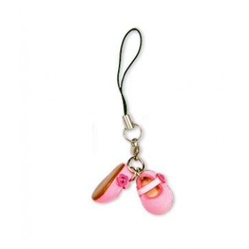 First shoes pink Leather cellular phone Charm