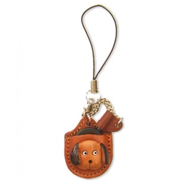 Dog Japanese Leather Cellularphone Charm Magnifying glass