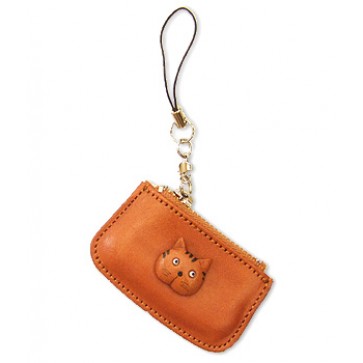 Cat Japanese Leather Cellularphone Charm Change Purse