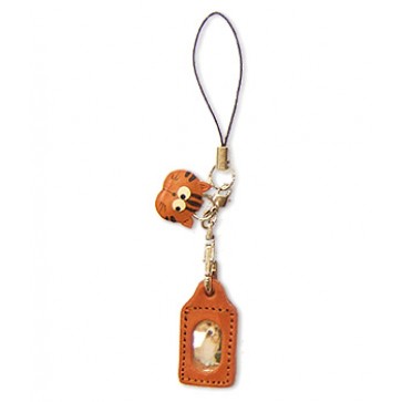 Cat Japanese Leather Cellularphone Charm Picture Frame Square
