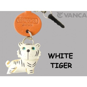 White Tiger Leather Animal Earphone Jack Accessory