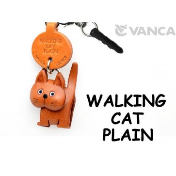 Walking Cat Plain Leather Cat Earphone Jack Accessory