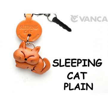 Sleeping Cat Plain Leather Cat Earphone Jack Accessory