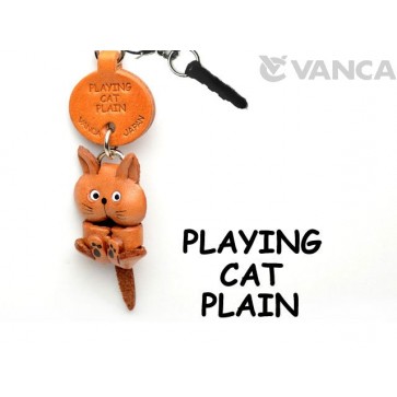 Playing Cat Plain Leather Cat Earphone Jack Accessory