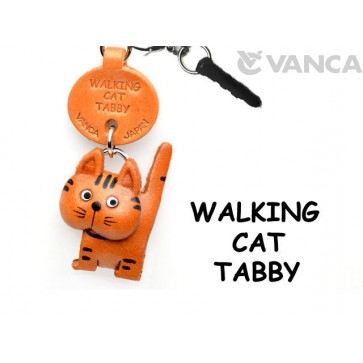 Tabby Walking Cat Leather Earphone Jack Accessory #47405