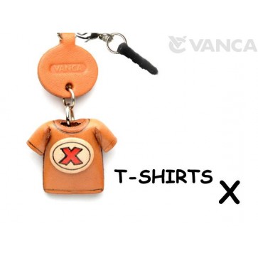 X/Red Leather T-shirt Earphone Jack Accessory