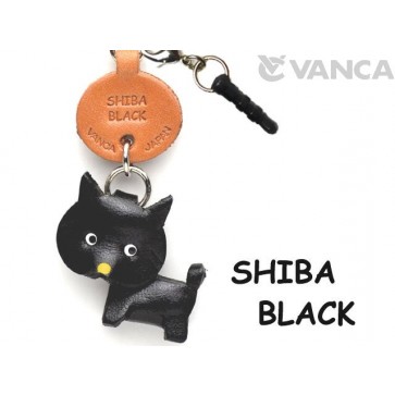 Shiba Black Leather Dog Earphone Jack Accessory
