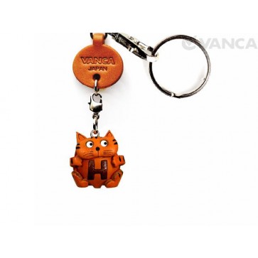Initial Cat H Leather Animal Keychain 