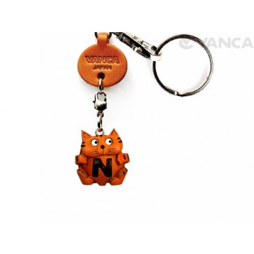 Initial Cat N Leather Animal Keychain 