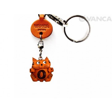 Initial Cat O Leather Animal Keychain 