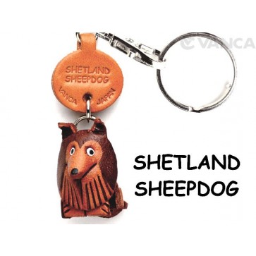 Shetland Sheepdog Leather Dog Keychain