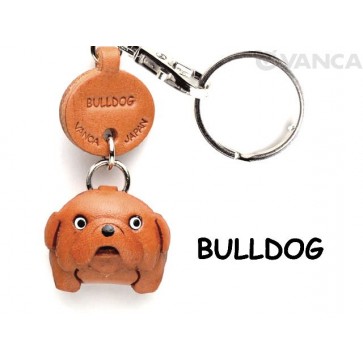 Bulldog Leather Dog Keychain