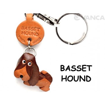 Basset Hound Leather Dog Keychain