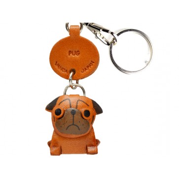 Pug Leather Dog Keychain