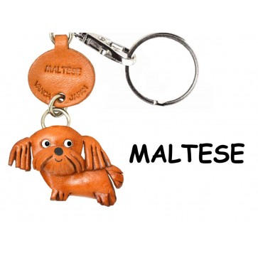 Maltese Japanese Leather Dog Keychain