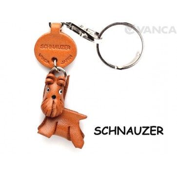 Schnauzer Leather Dog Keychain