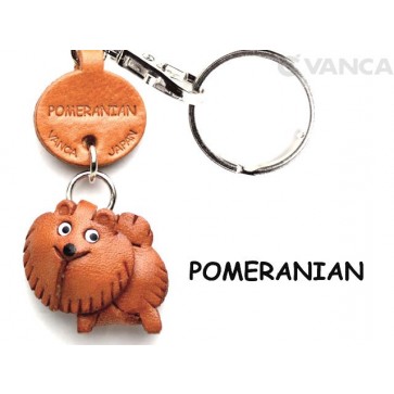 Pomeranian Leather Dog Keychain