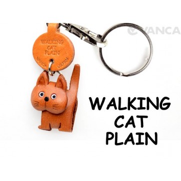 Plain Walking Cat Japanese Leather Keychains