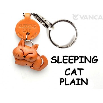 Plain Sleeping Cat Japanese Leather Keychains