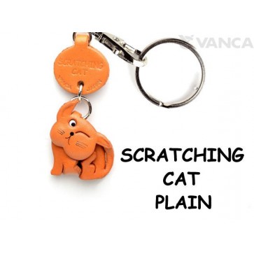 Plain Scratching Cat Japanese Leather Keychains