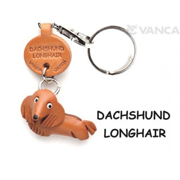 Dachshund Longhair Leather Dog Keychain
