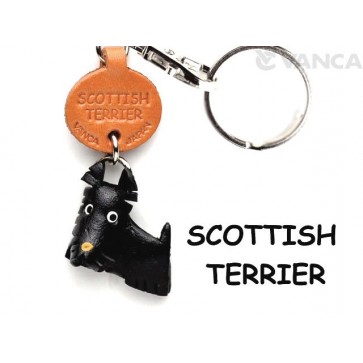 Scottish Terrier Leather Dog Keychain