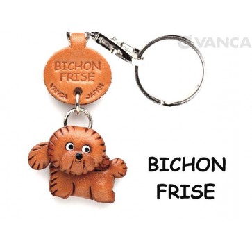 Bichon Frise Leather Dog Keychain