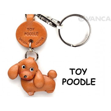 Toy Poodle Leather Dog Keychain