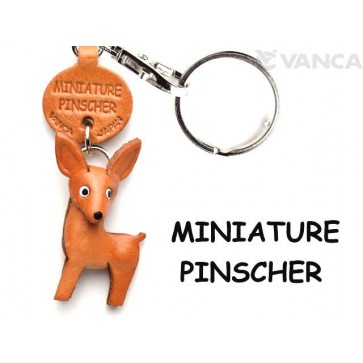 Miniature Pinscher Leather Dog Keychain